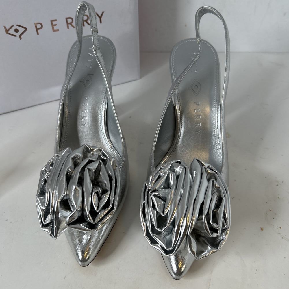 Katy Perry Laterr High Flower Silver Sz‎ 10 - Picture 3 of 10